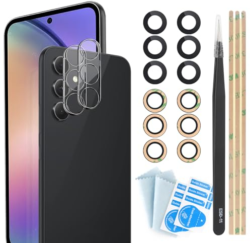 YHX-OU 2 Pezzi Fotocamera Lente Posteriore in Vetro di Ricambio per Samsung Galaxy A54 5G Lente Vetro Camera Posteriore con pinzette + 2 Pezzi Camera Vetro temperato
