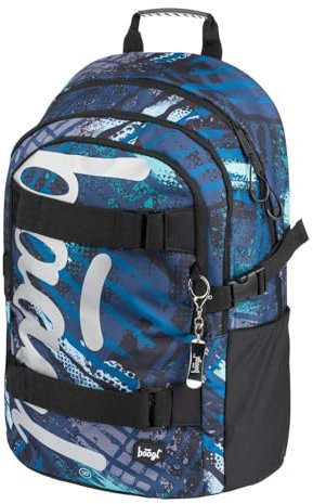 Baagl Schulrucksack für Jungen Teenager - Skateboard Rucksack - Kinderrucksack mit Laptopfach und Brustgurt für Schule, Weiterführendeschule, Mittelschule (Skate Strukturen)