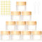 PIWOSGOL 10 Pcs Pots Cosmétique Vide en Verre, 30ML Pots Creme Vide, Conteneurs Cosmétiques Pot Échantillon, Contenant Échantillon Voyage avec Autocollants & Spatule, pour Crème Lotion Maquillage