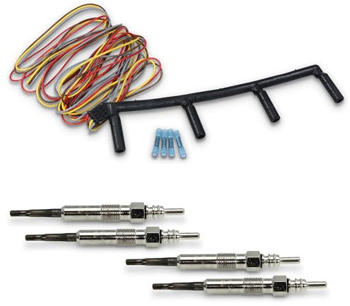 BESTPRICE 4x Glühkerze inkl. Kabelreparatursatz Drahtglühkerze Kompatibel mit A udi, SEAT IBIZA, LEON, TOLEDO, SKODA OCTAVIA, SUPERB, VW CADDY, EOS, GOLF, JETTA, MULTIVAN, PASSAT, TOURAN, TRANSPORTER