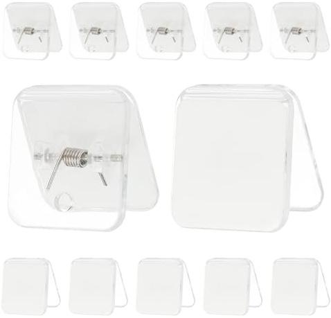 PATIKIL 12 pièces Clips Auto-adhésifs avec Adhésif Mural Transparent | Clips Rectangulaires en Plastique pour Tapisserie, Clips Photo pour Affiche Papier Image Accrochage Bureau Maison