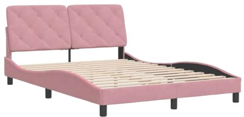 QJBSAVVA Letto Una Piazza E Mezzo/Letti Una Piazza E Mezza Struttura Letto Una Piazza E Mezza/Rete Letto Singolo - Giroletto con Testiera Rosa 120x200 cm in Velluto