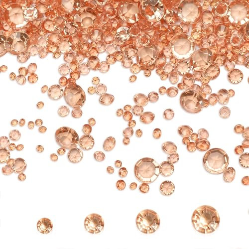 Milifox 6000 Pcs Acrylic Diamond Gems Rose Gold,Acrylic Diamond Gems for Vase Filler Table Decorations Birthday Party Christmas Wedding Birthday Party DIY Arts Crafts