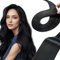Qingliang Tape Extensions Echthaar,Schwarz 60cm 20 Stück/Packung 50g Tape in Extensions Echthaar Invisible Seidig Gerade Skin Weft Tape Ins Natürlich Erweiterungen (60cm Tief schwarz)