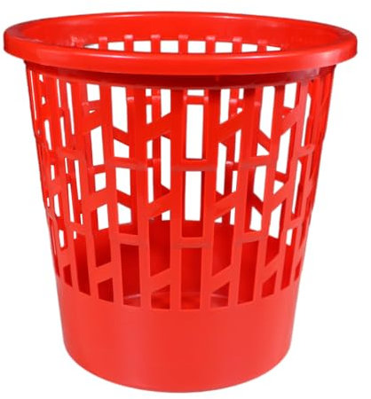 Keroppa - Papelera Roja Multiusos para Hogar y Oficina Cesta de Basura Redonda, Compacta y Resistente de 27cm Diseño Moderno para Espacios Pequeños, Reciclaje y Organización
