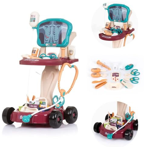 Chipolino Kinderspielzeug Arztwagen 29-teilig Brille Stethoskop Spritze Pinzette, Farben:bunt