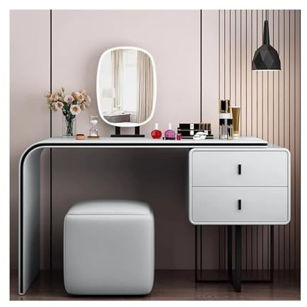 wpenshiDM125 Make-up-Schreibtisch Modernes Luxus-Waschtisch-Set mit Spiegel und Hocker, Heim-Make-up-Schminktisch, Mädchen-Schlafzimmermöbel, Schminktisch Schlafzimmermöbel, Schminktisch(Beige,120cm)