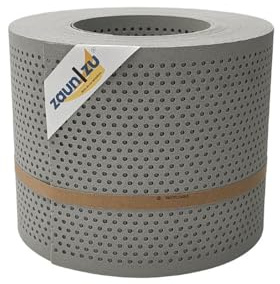zaun|zu® Premium Sichtschutzstreifen GELOCHT | genarbte Oberfläche | 20% Lochmuster | PP für Doppelstabmatten | Sichtschutz Rolle | Polypropylen | Zaunblende | Made in Germany Steingrau 26m