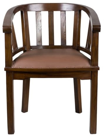 Antyki24 Esszimmerstuhl Echtleder Teakholz Holzsessel Esszimmer Armlehnstuhl Holz Hochwertig Retro Design Massivholz Stuhl Esszimmerstuhl Mit Armlehne Vintage Stil Wohnzimmer