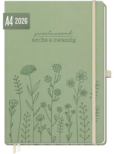 Häfft® Wochen-Notiz-Kalender 2026 A4 Fine Flowers Buchkalender, Planer Notiz-Timer, Terminplaner, Wochenkalender, Organizer, Terminkalender mit Einstecktasche - nachhaltig & klimafreundlich
