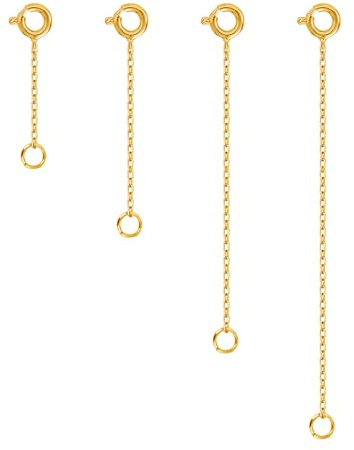 Tongyixin 4 prolunghe per catena in argento, filo d'argento 925, per gioielli di estensione della catena, regalo per mamma figlia, 3,5,7,5,10 cm, S, argento, oro bianco