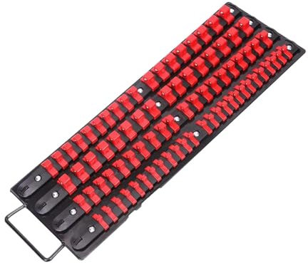 Sharplace Plateau de rangement de l'organisateur à douille, avec poignée, roulements à billes à ressort, robustes lourds, clips rouleaux PP outils pour, Rouge