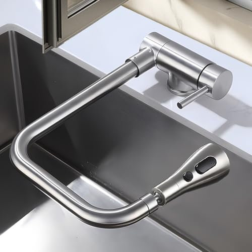 Grifo de Cocina Fregadero Abatible Giratorio 3 Modo Grifo Abatible Cocina Acero Inoxidable-Cepillado