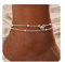 JeweBella Gold/Silber Fußkettchen für Damen, Fussketten für Frauen Silber 925 Verstellbare Schleife Doppelte Fußkettchen Wasserdicht Sommer Strand Fußschmuck Geschenke