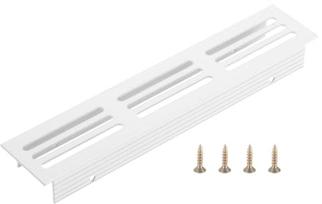 PATIKIL Cubierta De Rejilla De Ventilación Para Puerta 30mm x 150mm Blanco | Rejilla De Ventilación De Aluminio Con Persianas Con Tornillos, Dimensiones Exteriores, Para Armario Zapatero