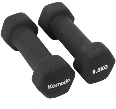 Komodo 2x Neoprene Dumbbell Bars Weightlifting Weights (Black, 2 x 0.5kg)