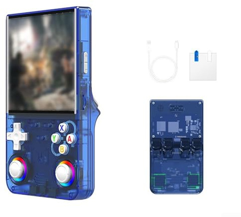 DAZZLEEX R36 Ultra Console de jeu portable avec écran HD de 4,0, 128 Go de stockage pour jeux rétro, design compact et portable en ABS noir, blanc ou violet (bleu)