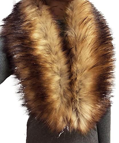 Figdews Damen Fauxpelzkragen Kunstfell Schal,Mode Wärm Fellkragen Kunstfell Kragen Fellimitat Fuchs Pelzkragen Pelzschal für Wintermantel Kapuze Jacke Elegant