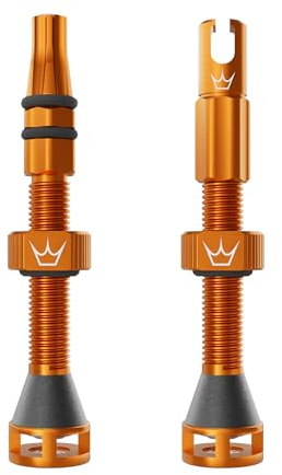 Peaty's Holeshot Fast Flow Tubeless Ventil - Hochdurchfluss-Design mit Anti-Verstopfungsfunktion für Dichtmittel, Schnelle Reifenmontage, 7075-Aluminium, MTB-kompatible Fahrrad Ventile, 42mm Mango