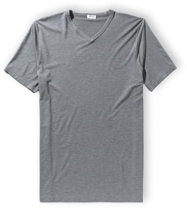 Zimmerli T-Shirt Kurzarm V-Ausschnitt Pureness - T Shirt Herren - aus Modal - Pflegeleicht - Grau Mélange - für Pures Wohlgefühl - Qualität aus der Schweiz - Größe M