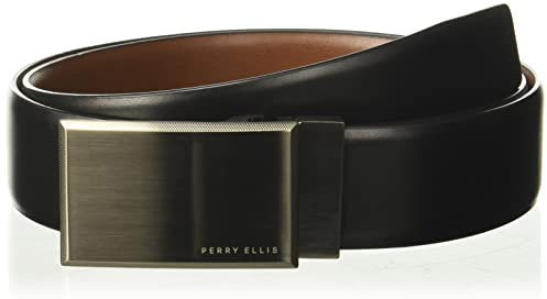 Perry Ellis Herren Portfolio-Gürtel, wendbar, gemustert, Plaque-Gürtel - Schwarz - 42