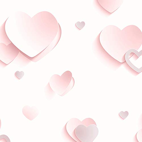 Muriva Glitter Hearts Wallpaper J92603 - Childrens Girls 3D Shadow Effect