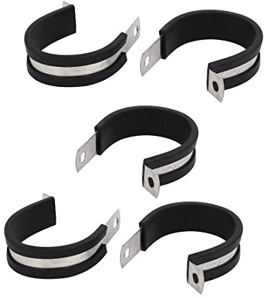 Sourcingmap 40mm Dia EPDM Rubber Lined P Clips Cable Hose Pipe Clamps Holder 5pcs