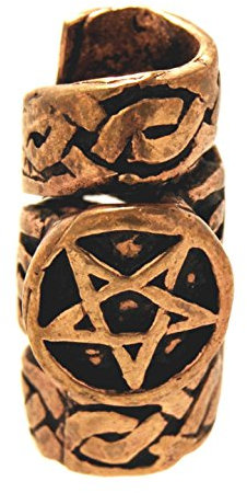 Pentagramm Bartperle Haarperle aus Bronze, 6 mm 1510