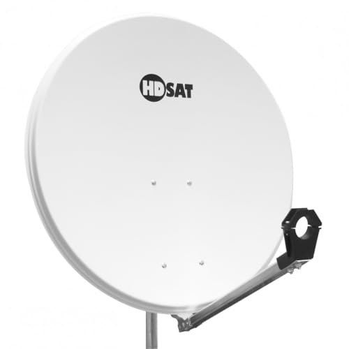 HDSAT Parabole Satellite Aluminium Blanche 80cm avec Support LNB idéal Astra EUTELSAT