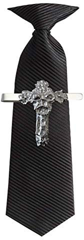 Croix de tête de mort Voodoo FT151 1,8 x 2,5 cm en étain anglais moderne sur une pince à cravate (glissière) postée par US Gifts for all 2016 de Derbyshire UK