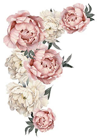 Stickers Muraux Fleur Roses Aquarelle Décoratifs Pivoine Fleur Modèle, Stickers Muraux Papier Peint Floral Art Applique, Chambre Décoration Fond Autocollant Home Decor