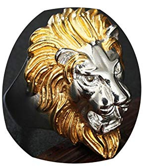Daesar Edelstahl Ring für Männer Löwe Herren-Ring Silber Gold Freundschaftsringe Größe 60 (19.1)