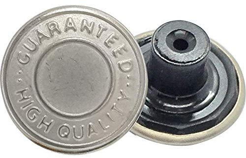 WedDecor Brass Denim Jean Buttons with Aluminium Back Pin Hand Pressed Studs Hammer on Tack Fasteners for Sports Jacket Jeans, Fixing Clothing Accessories, Silver, 17mm, 8pcs