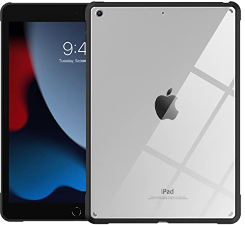 TiMOVO Hülle für Neu iPad 9. Gen 2021 / iPad 8. Generation 2020/7. Generation 2020 10,2, Transparent Ultra Dünn Vollständig Hülle Stoßfeste Schutzhülle für iPad 10.2 Zoll Retina Display - Schwarz