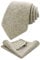 JEMYGINS Kaschmir Wolle Krawatte und Einstecktuch Krawattenklammer Sets für Herren (Beige)