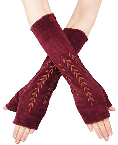 PUREWONDER Damen Armstulpen Samt Handstulpen Design Nr. 14 Farbe Rot