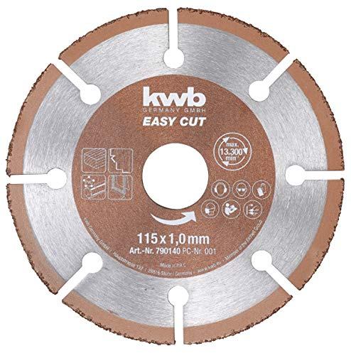 kwb Easy-Cut universal Hartmetall Trennscheibe 115 mm x 1 mm, Flex-Scheibe f. div. Materialien, Bohrung 22,23 mm, 115mm
