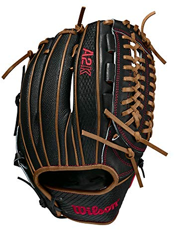 WILSON Herren 2021 A2K D33 (P) Left Hand Throw Baseball Glove, SuperSkin Handschuh, Schwarz/Sattelbraun, Medium