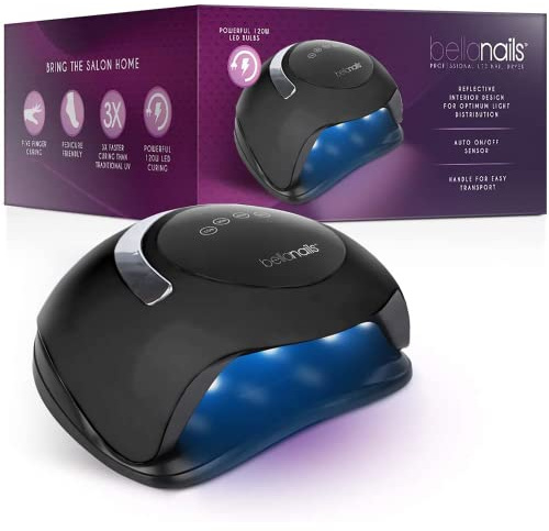 BELLANAILS Professional LED Gel Nail Lamp for Home or Salon Use, Gel Polish Dryer, 3X Faster Than Traditional UV Curing Lamp, 4 Time Presets, 120 W (Black)