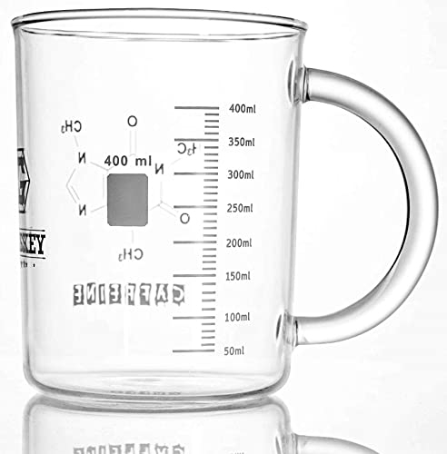 GLASKEY Coffee Beaker Mug, 400ml Anti-Dripping Borosilicate Caffeine Mug, Science Decor, Cool Coffee Mug,Science Chemistry Gifts