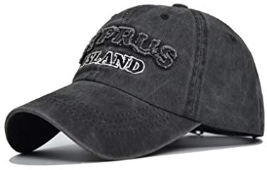 XibeiTrade Cyprus Island Stickerei Baseball Cap für Damen Herren Sport Outdoor Washed Cotton Hat Gr. M, Schwarz