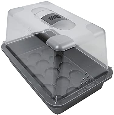 mgc24 Zimmergewächshaus klein - Anzuchtschale mit Deckel und Belüftung - Anthrazit