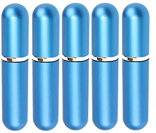 Blaue Aluminium-Naseninhalator-Röhren, Naseninhalator-Röhren, leer, nachfüllbar, elegantes Aluminium und Glas, Naseninhalator-Set mit Baumwolldochten, 5 Stück