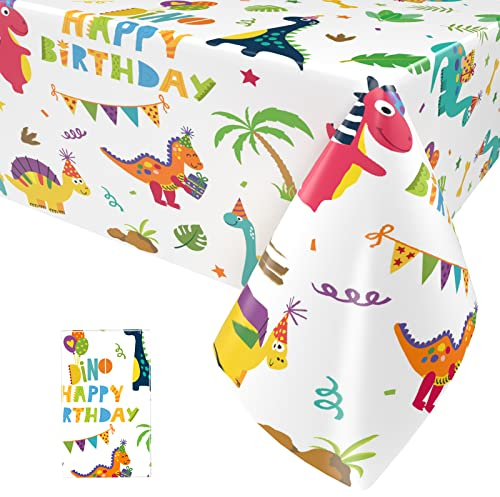 1 Stück Dinosaurier Tischdecke, Dinosaurier Alles Gute zum Geburtstag Tischdecke für Kinder Party Dekorations, Dinosaurierparty Plastik Tischdecke für Babyparty Dinosaurier Themen Party, 137 x 274CM