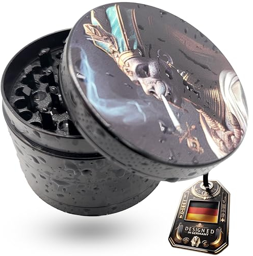PURPLE LEGACY® Handlicher Grinder Set mit scharfen Diamant-Form Zähne Crusher zum zerkleinern von Kräuter für die Küche, Gewürze, Spice Zubehör Grinder groß ø 50 mm 4-Teilig (Pharao)