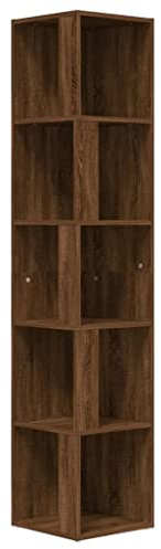 vidaXL Eckregal, Bücherregal mit viel Stauraum, Standregal für Wohnzimmer Schlafzimmer Büro, Büroregal Aktenregal Regal, Braun Eichen-Optik Holzwerkstoff