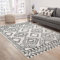 Leesentec Teppich Wonzimmer Teppiche Schoafzimmer Teppich Geermetrische Moderner Absttakter Teppiche Anti-Rutsch-Teppich Kurzfloriger Beige Teppich Große Weiß Teppiche (Elfenbein/Schwarz, 160*200cm)