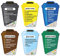 PrintAttack P038 Mülltrennung Aufkleber Set Deutsch oder Englisch für Mülltonne Vinyl Verschiedene Größen Kratz, Wetter UV-Schutz Plastik Glas Papier Restmüll Bio (V4_6er Set XXL Englisch)