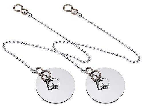 ECSiNG 2pcs Bouchon d'évier de Bain Chrome Bouchon d'évier de Baignoire Métal Bouchon de Vidange Accessoires pour Maison Hôtel Salle de Bain 45mm/1-3/4 Pouces, Argent