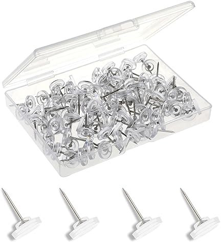 100PCS Transparente Reißzwecken 16mm Reiszwecken Mit Kopf Pinnwandnadeln Flacher Kopf Reißnägel Deko Mit Aufbewahrungsbox Pinnadeln Für Wand Pinnwand Korktafel Pinnwand Büro Schule Zuhause